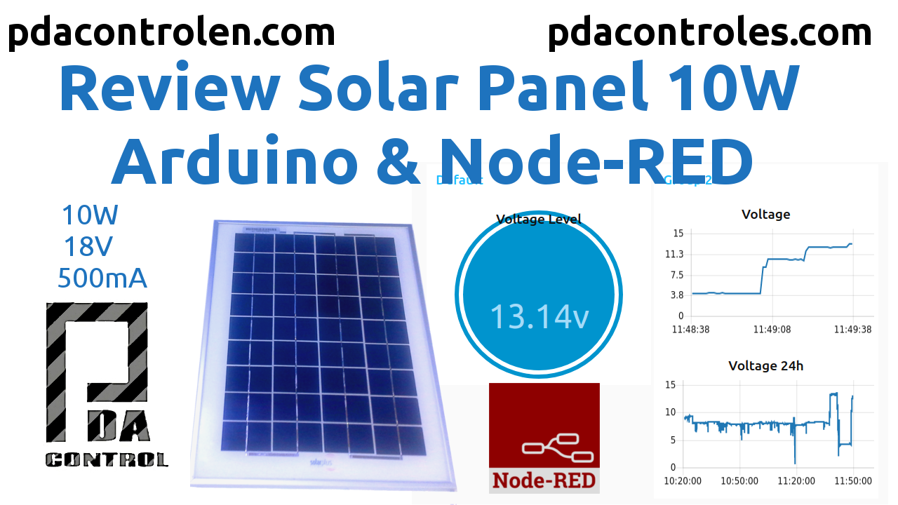 Review Solar Panel 10W with Arduino and Node-RED