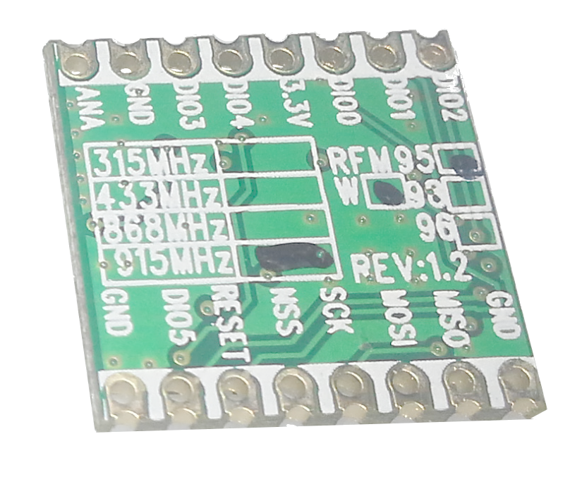 RF96 / RFM95 de Hoperf Vista trasera 915.0Mhz