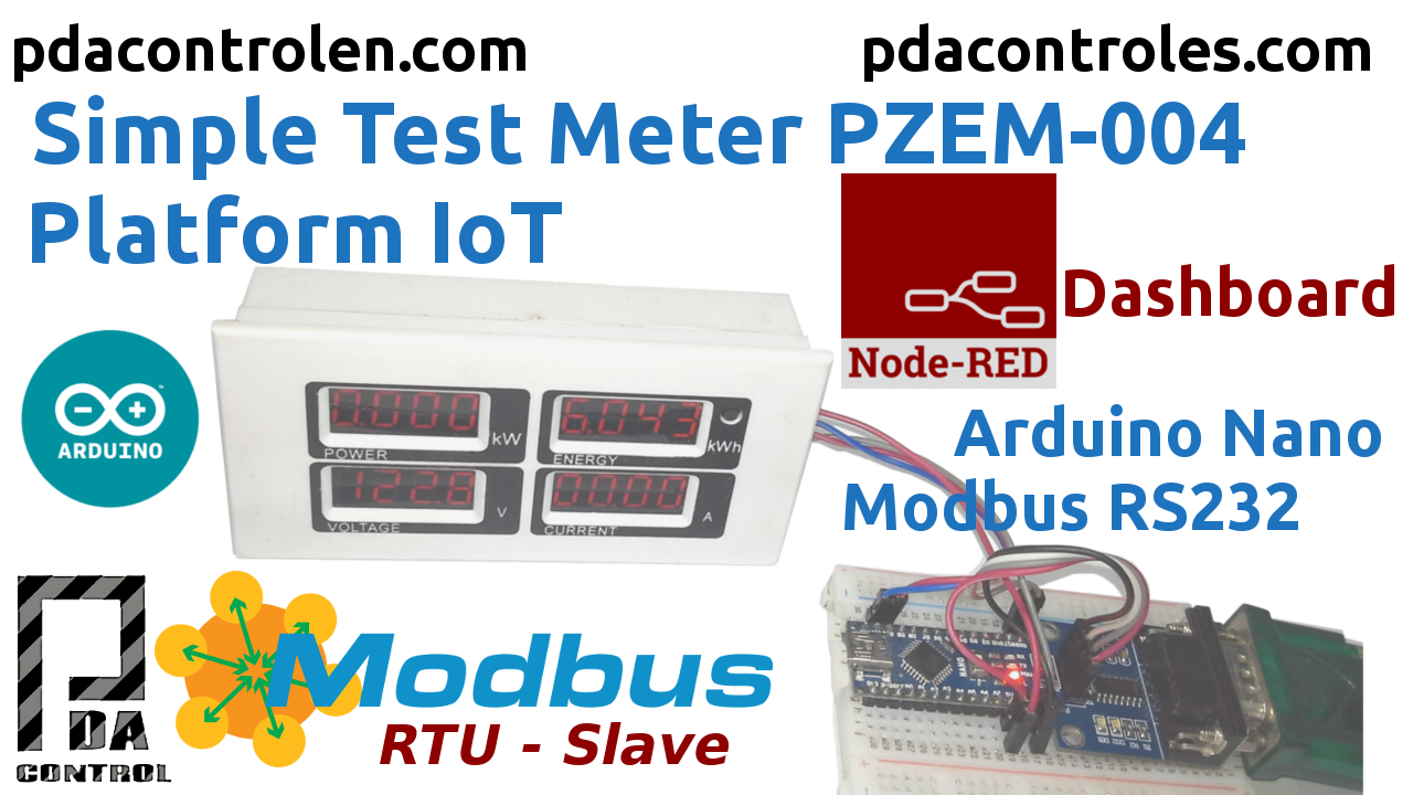 Meter PZEM-004 + Arduino Nano Modbus RTU (RS232) & Platform IoT Node-RED